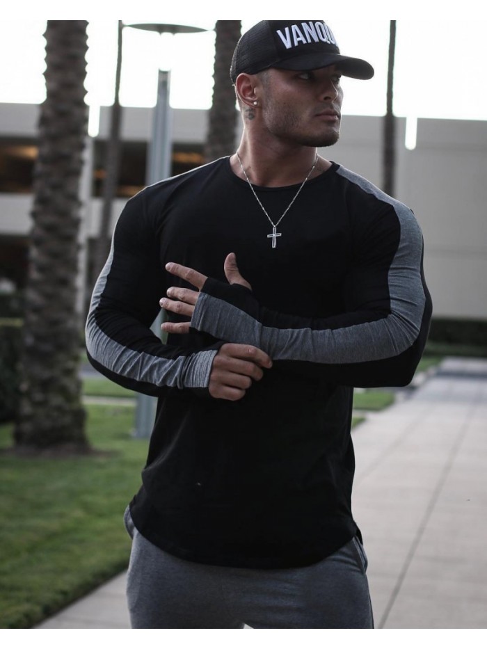 Men fashion t shirt 2018 NEW Spring summer Slim shirts male Tops Leisure Bodybuilding Long Sleeve personality tees clothing