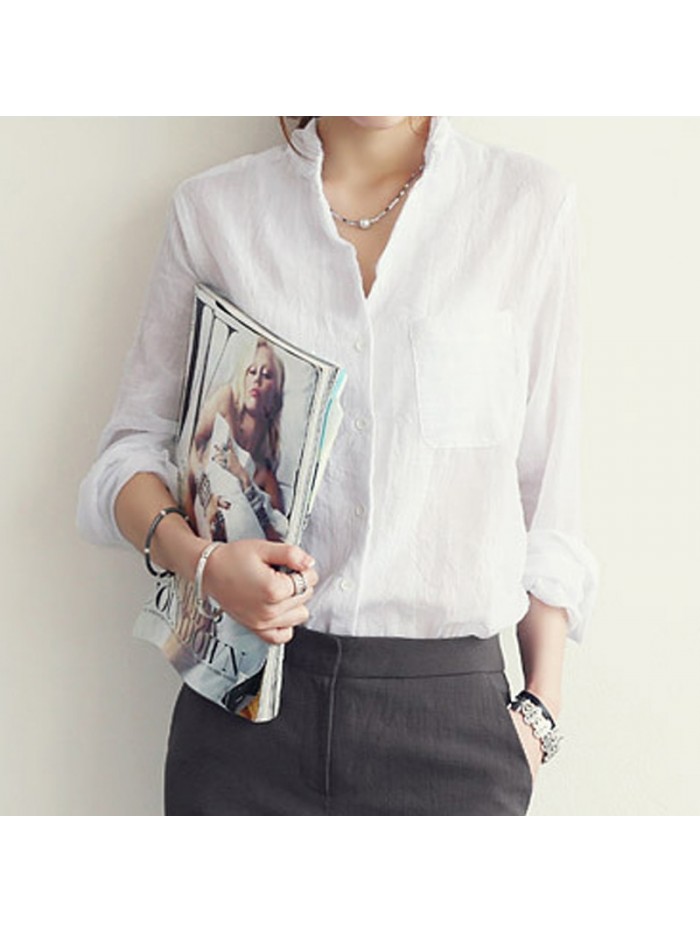 Womens Tops Fashion 2018 Autumn Linen White Shirt Women Long Sleeve Blouse Korean Woman Clothes