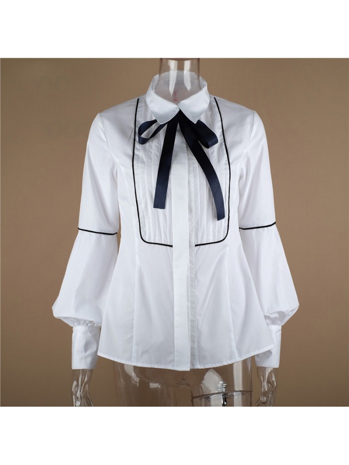 Fashion Women's Long Sleeve Cotton Ruffles Bodycon Blouse Shirt Top Casual Shirt Autumn Party Office Tops Blouse Outwear Clothes