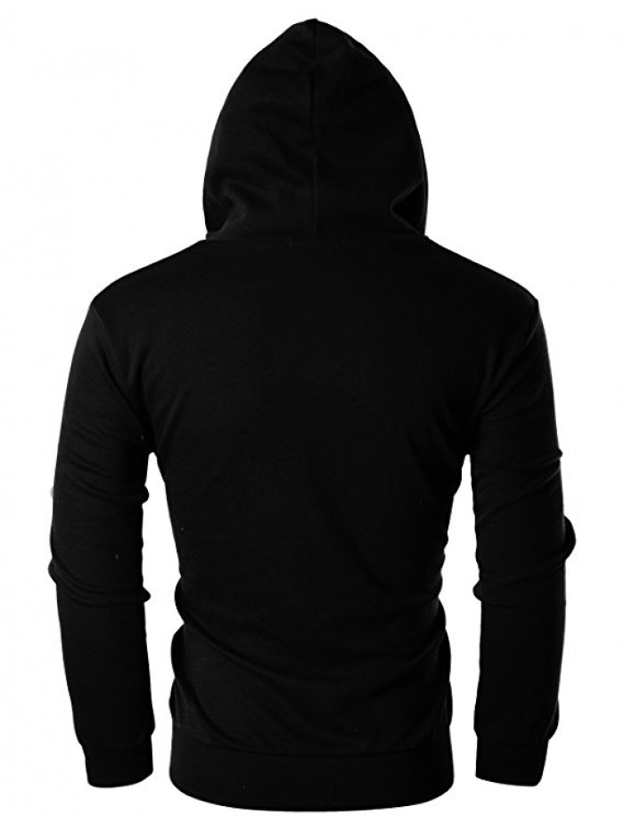Mens Slim Fit Long Sleeve Lightweight Zip-up Hoodie
