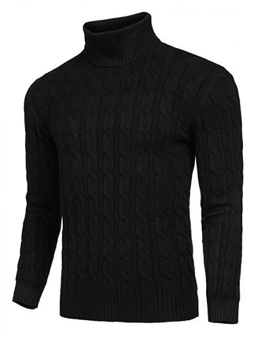 Men's Slim Fit Turtleneck Sweater Casual Twisted K...