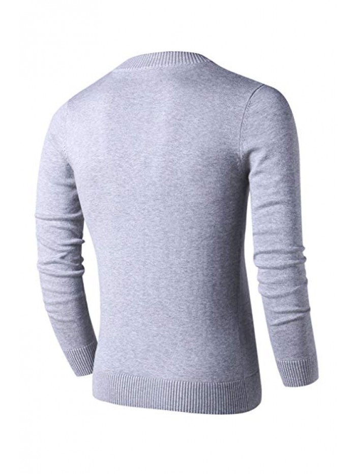 Mens Slim Comfortably Knitted Long Sleeve V-Neck Sweaters