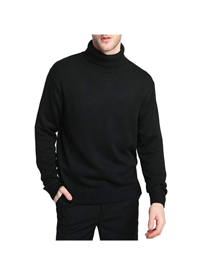 Men’s Merino Wool Blend Relax Fit Turtle Neck Sweater Pullover