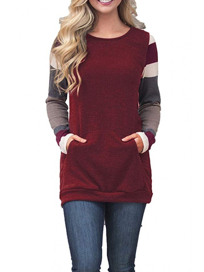 Women's Cotton Knitted Long Sleeve Lightweight Tunic Sweatshirt Tops