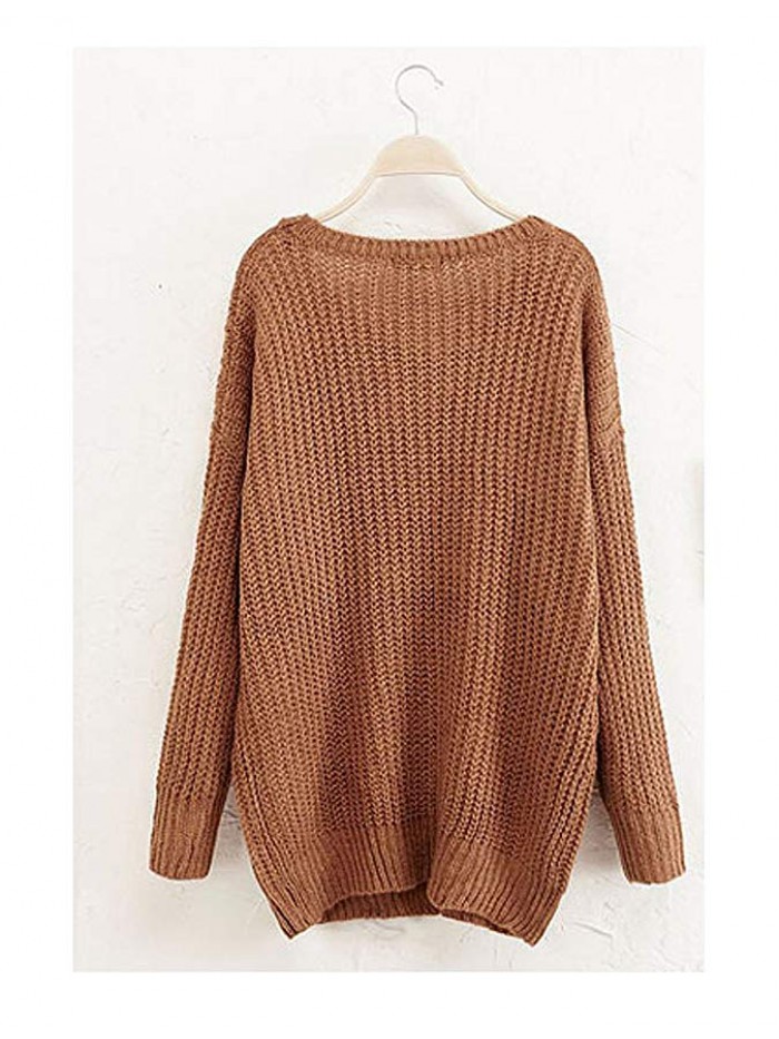Women's Fashion Oversized Knitted Crewneck Casual Pullovers Sweater