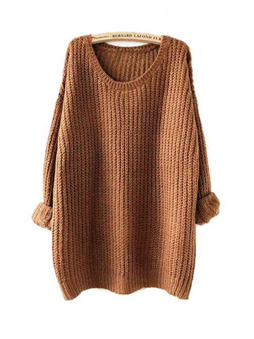 Women's Fashion Oversized Knitted Crewneck Casual ...
