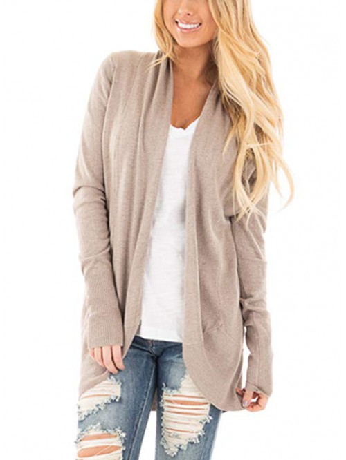 Women's Soft Knit Sweater Outwear Open Front Kimon...