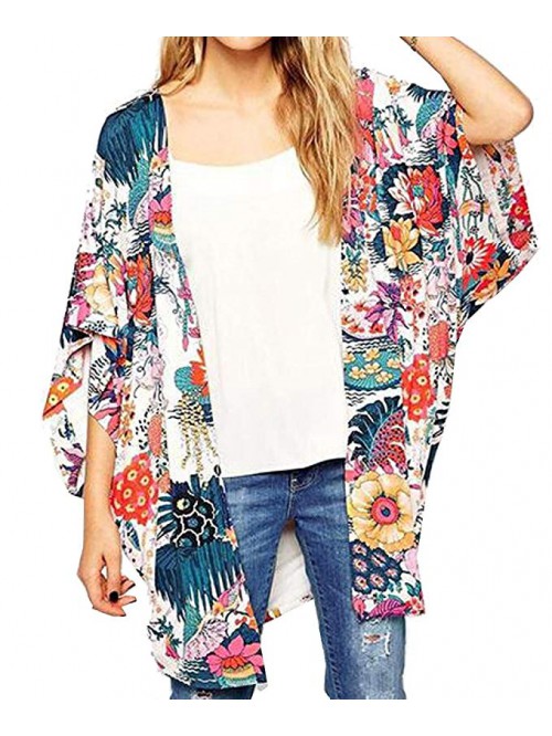 Women's Sheer Chiffon Blouse Loose Tops Kimono Flo...