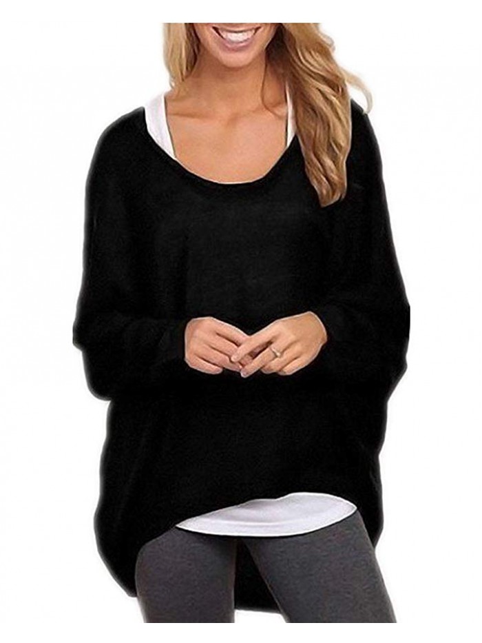 Women's Sexy Long Batwing Sleeve Loose Pullover Casual Top Blouse T-Shirt