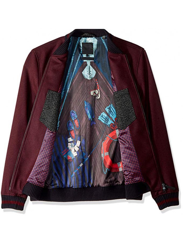 Men's Modern Slim Fit Wool Bomber Jacket