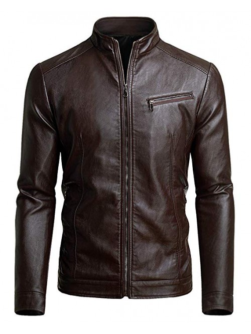 Men's Casual Motorcycle Faux Leather Jacket