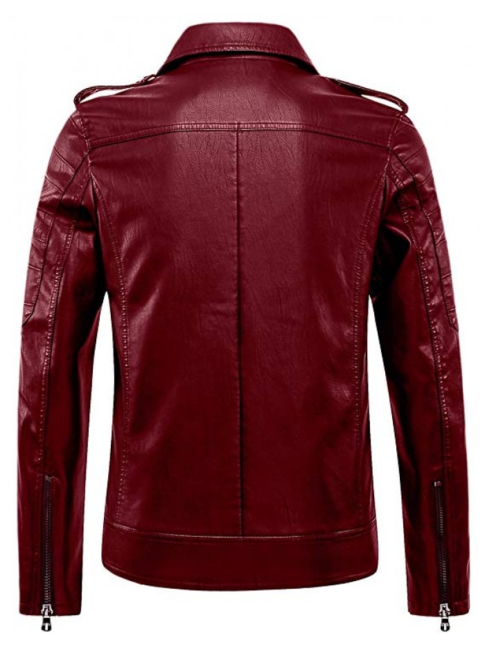 Men's Vintage Asymmetric Zip Lightweight Faux Leather Biker Jacket